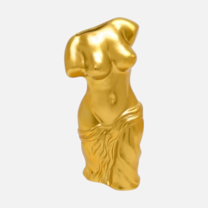 Jarra corpo mulher cor dourado 14x13x33 cm