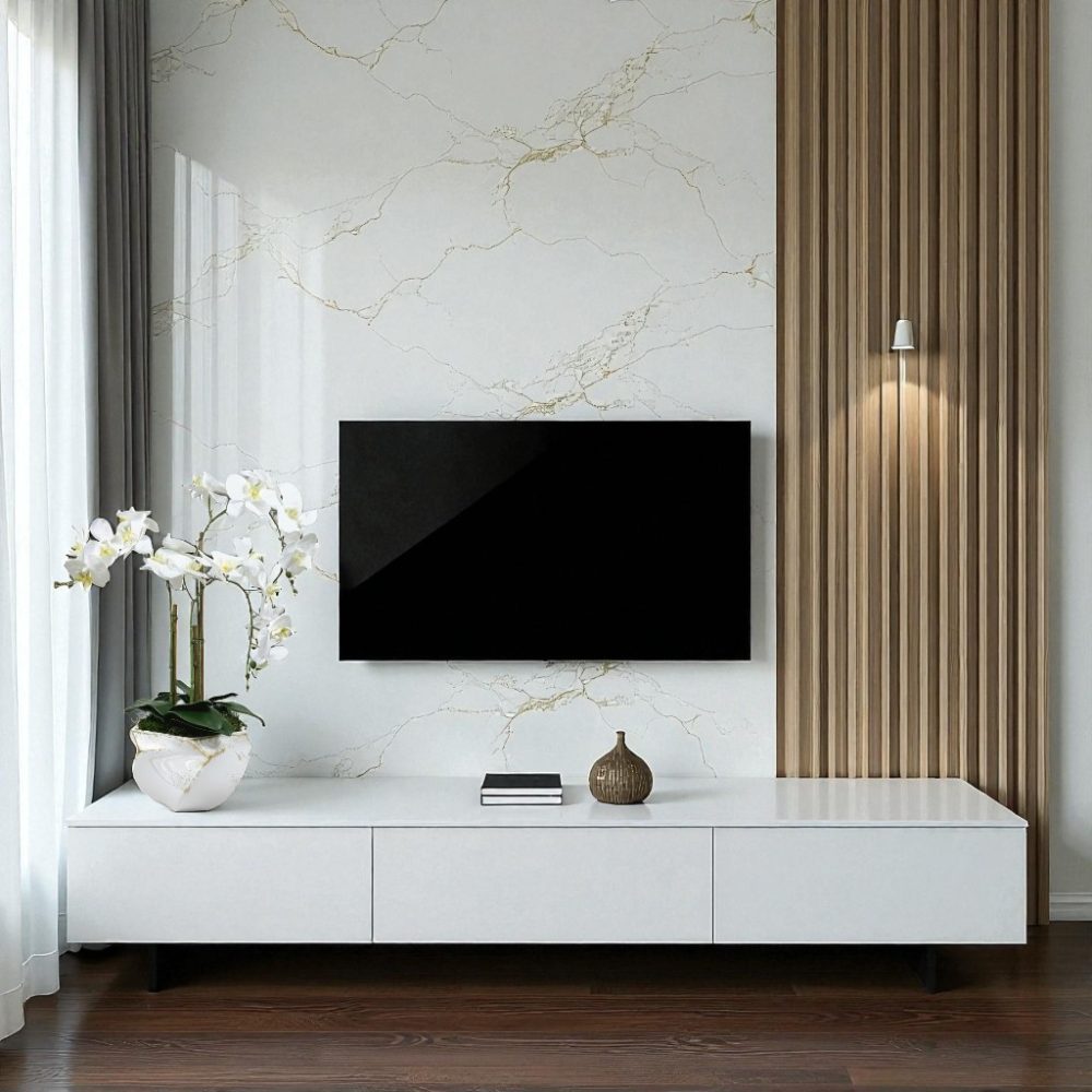 Arranjo de orquídeas em vaso de cerâmica branco e dourado Imperial - Image 3