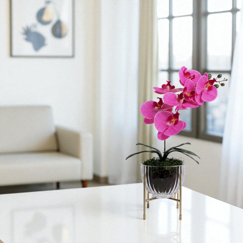 Arranjo de orquídeas em vaso de vidro Elegance - Image 7