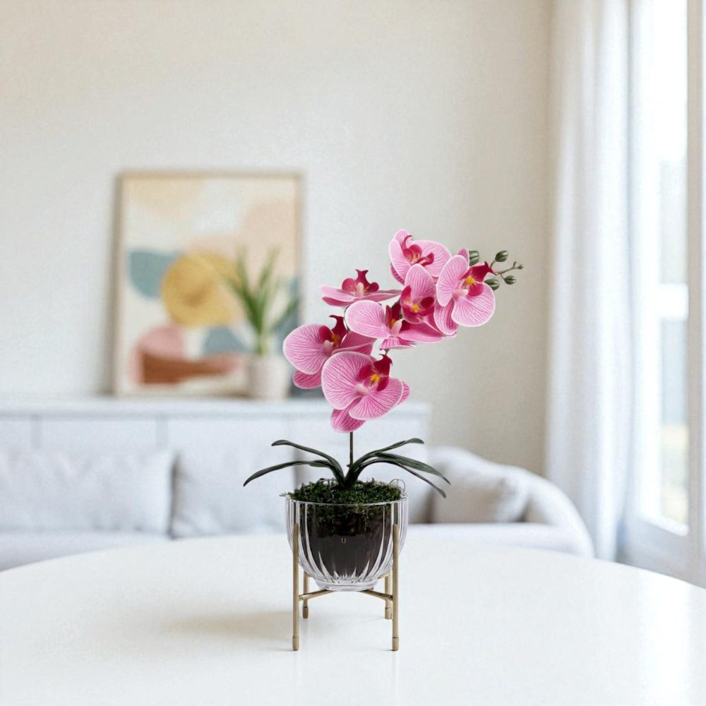 Arranjo de orquídeas em vaso de vidro Elegance - Image 6