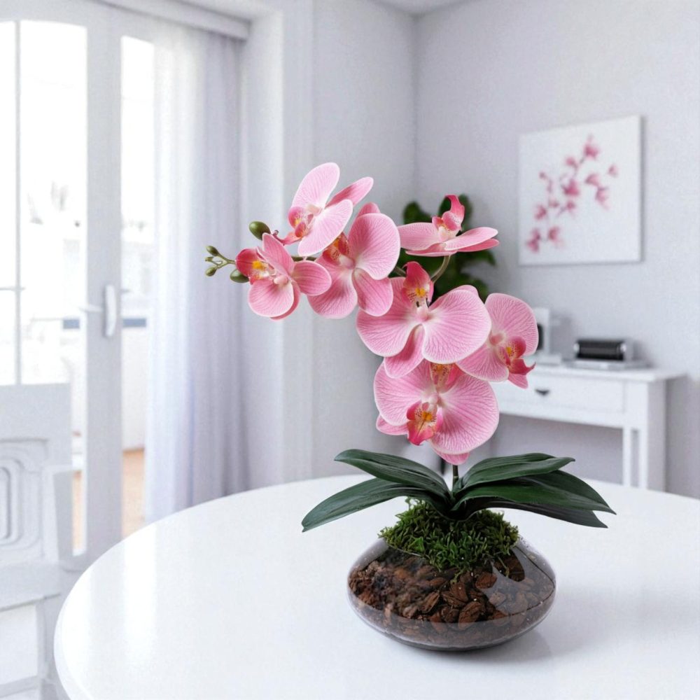 Arranjo de orquídeas em vaso de vidro Ônix - Image 4